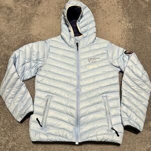 Scandinavian Explorer Down Jacket Womens Small Light Blue Quilted Puffer ***
